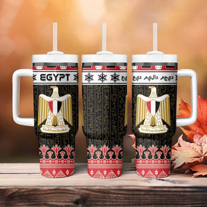 Afro Egypt Christmas Tumbler With Handle Coat Of Arms Mix Egyptian Pattern