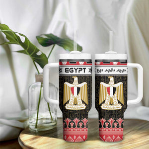 Afro Egypt Christmas Tumbler With Handle Coat Of Arms Mix Egyptian Pattern