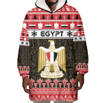 Afro Egypt Christmas Wearable Blanket Hoodie Coat Of Arms Mix Egyptian Pattern LT15