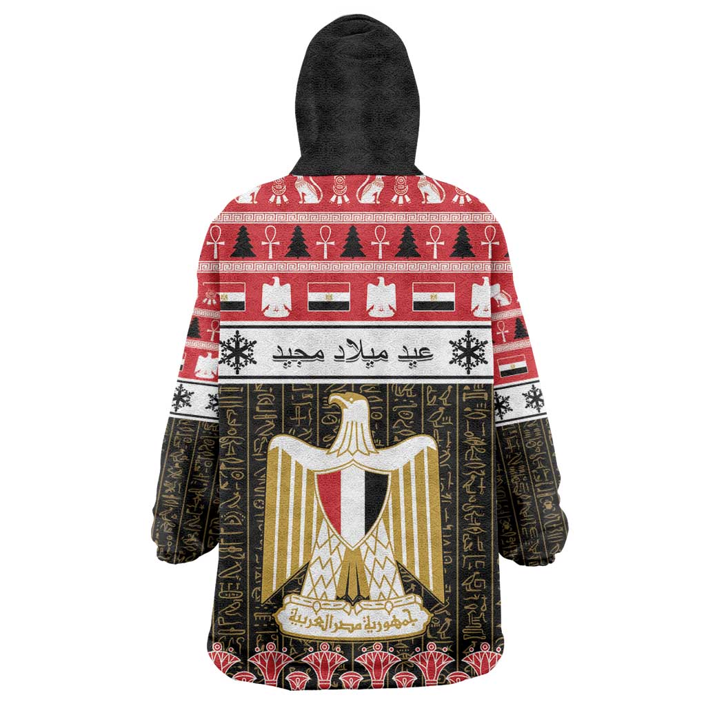 Afro Egypt Christmas Wearable Blanket Hoodie Coat Of Arms Mix Egyptian Pattern LT15