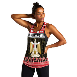 Afro Egypt Christmas Women Racerback Tank Coat Of Arms Mix Egyptian Pattern