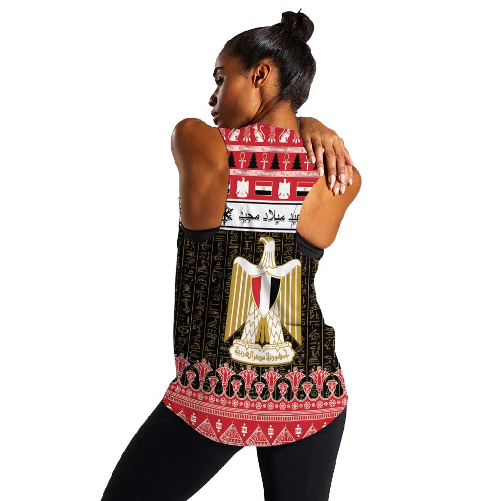 Afro Egypt Christmas Women Racerback Tank Coat Of Arms Mix Egyptian Pattern LT15