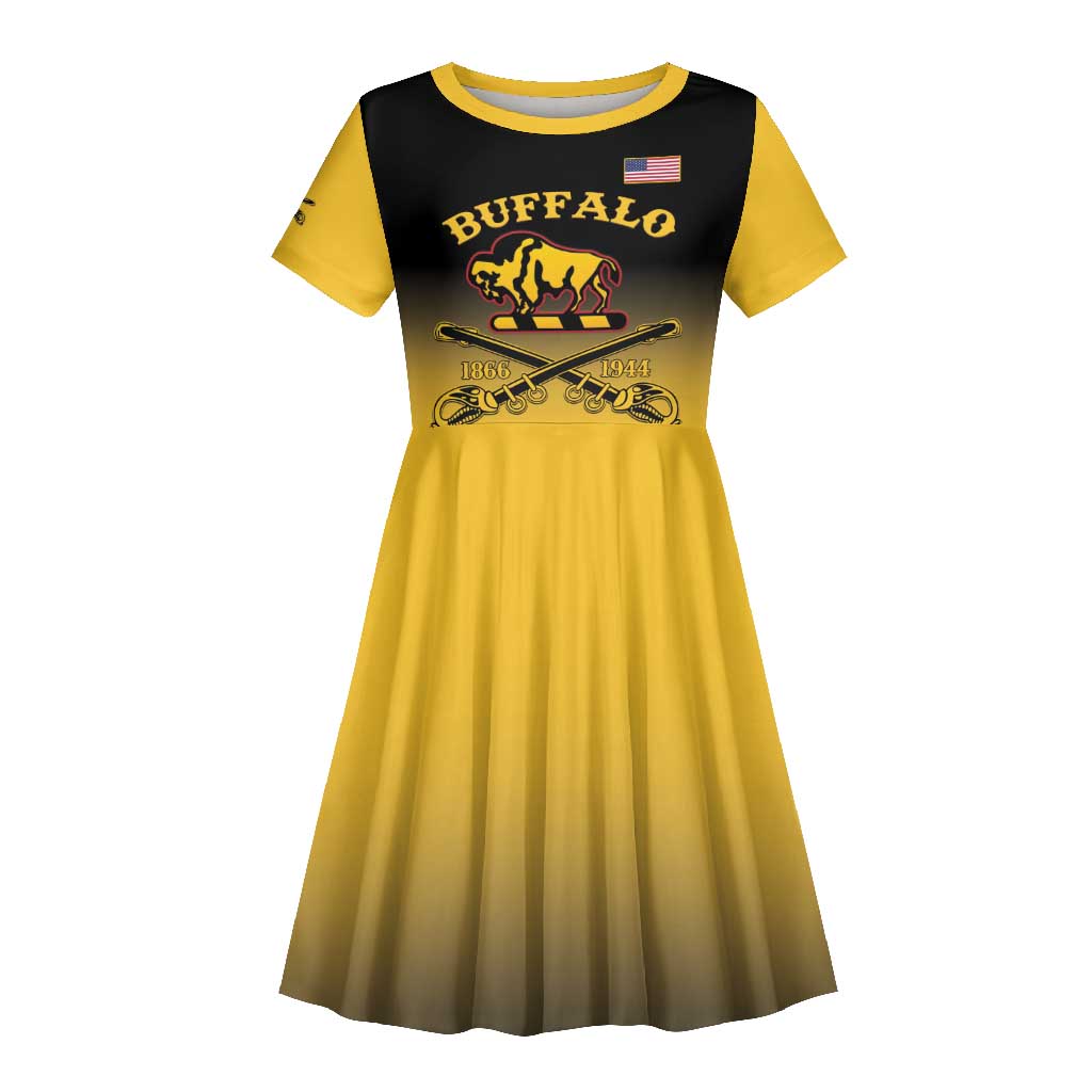 Personalized Afro-Americans Buffalo Soldiers Kid Short Sleeve Dress 10th Cavalry Regiment