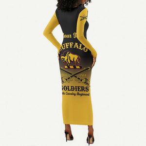 Personalized Afro-Americans Buffalo Soldiers Long Sleeve Bodycon Dress 10th Cavalry Regiment