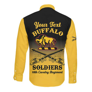 Personalized Afro-Americans Buffalo Soldiers Long Sleeve Button Shirt 10th Cavalry Regiment