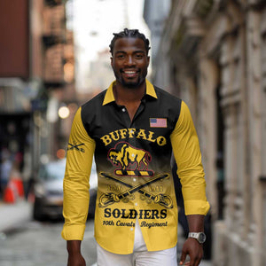 Personalized Afro-Americans Buffalo Soldiers Long Sleeve Button Shirt 10th Cavalry Regiment