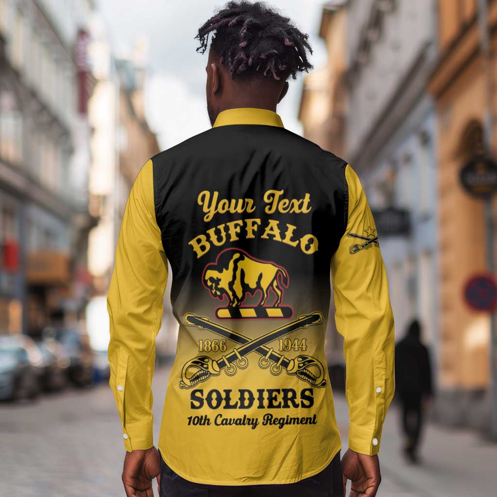 Personalized Afro-Americans Buffalo Soldiers Long Sleeve Button Shirt 10th Cavalry Regiment