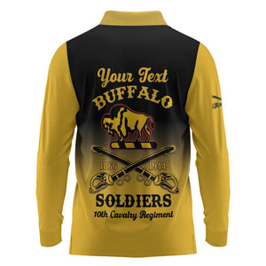 Personalized Afro-Americans Buffalo Soldiers Long Sleeve Polo Shirt 10th Cavalry Regiment