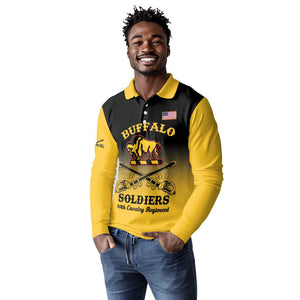 Personalized Afro-Americans Buffalo Soldiers Long Sleeve Polo Shirt 10th Cavalry Regiment