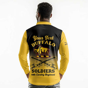 Personalized Afro-Americans Buffalo Soldiers Long Sleeve Polo Shirt 10th Cavalry Regiment