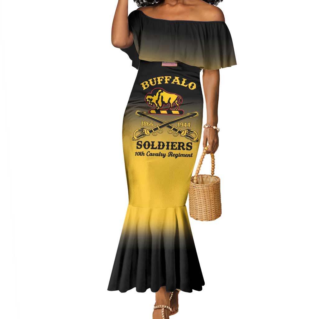 Personalized Afro-Americans Buffalo Soldiers Mermaid Dress 10th Cavalry Regiment