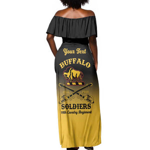 Personalized Afro-Americans Buffalo Soldiers Off Shoulder Maxi Dress 10th Cavalry Regiment