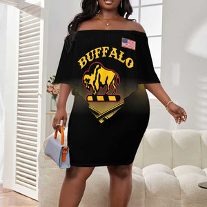 Personalized Afro-Americans Buffalo Soldiers Off Shoulder Short Dress 10th Cavalry Regiment