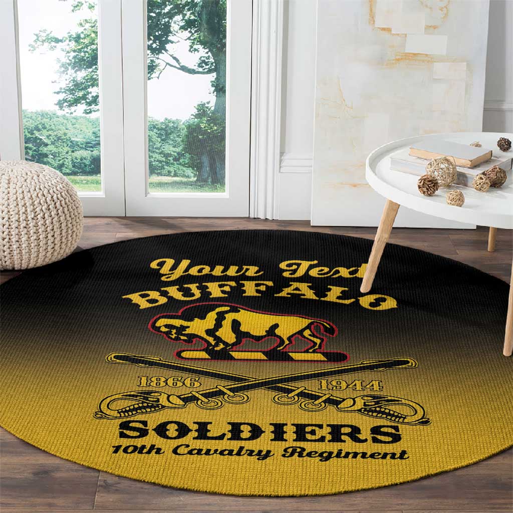 Personalized Afro-Americans Buffalo Soldiers Round Carpet 10th Cavalry Regiment