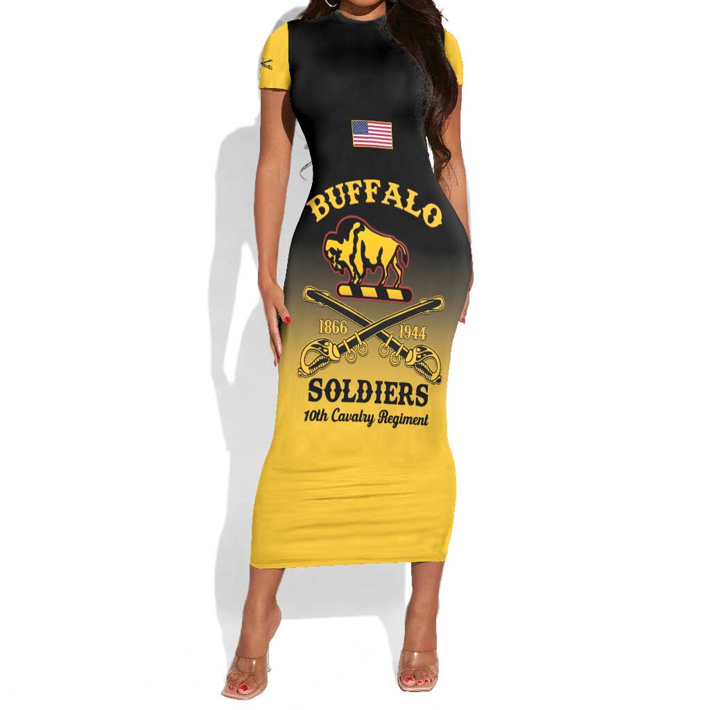 Personalized Afro-Americans Buffalo Soldiers Short Sleeve Bodycon Dress 10th Cavalry Regiment