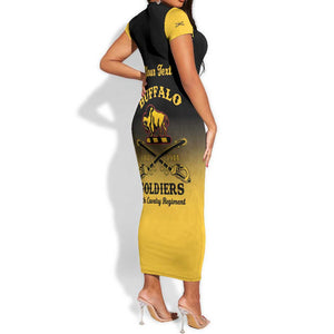 Personalized Afro-Americans Buffalo Soldiers Short Sleeve Bodycon Dress 10th Cavalry Regiment