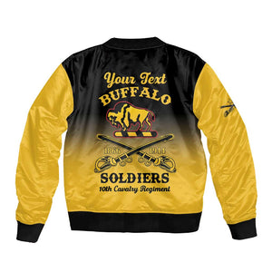 Personalized Afro-Americans Buffalo Soldiers Sleeve Zip Bomber Jacket 10th Cavalry Regiment