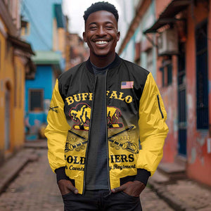 Personalized Afro-Americans Buffalo Soldiers Sleeve Zip Bomber Jacket 10th Cavalry Regiment