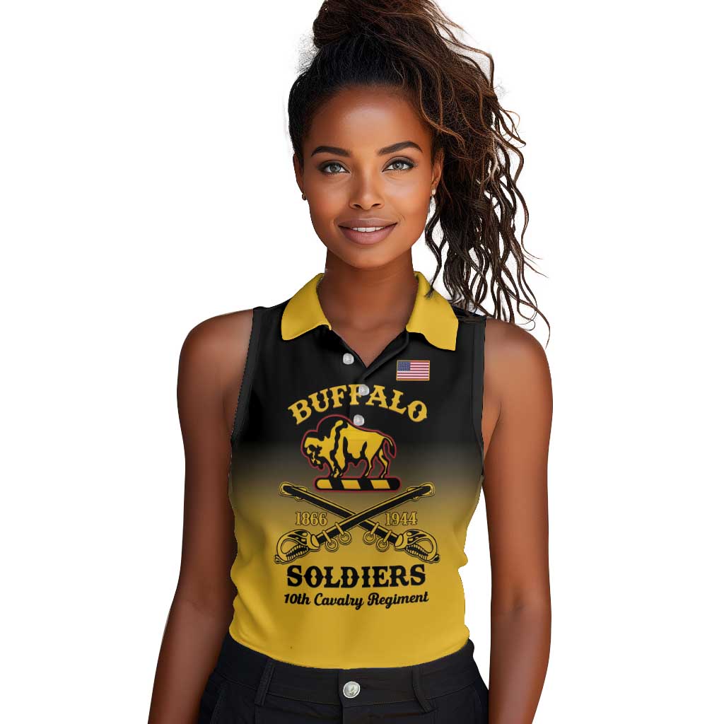 Personalized Afro-Americans Buffalo Soldiers Women Sleeveless Polo Shirt 10th Cavalry Regiment