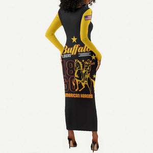 Afro-Americans Buffalo Soldiers Long Sleeve Bodycon Dress 9th and 10th Cavalry Regiment