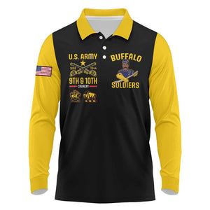 Afro-Americans Buffalo Soldiers Long Sleeve Polo Shirt 9th and 10th Cavalry Regiment