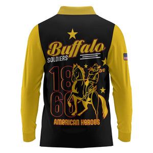 Afro-Americans Buffalo Soldiers Long Sleeve Polo Shirt 9th and 10th Cavalry Regiment