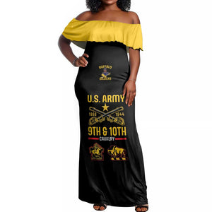 Afro-Americans Buffalo Soldiers Off Shoulder Maxi Dress 9th and 10th Cavalry Regiment