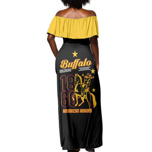 Afro-Americans Buffalo Soldiers Off Shoulder Maxi Dress 9th and 10th Cavalry Regiment