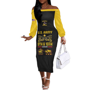 Afro-Americans Buffalo Soldiers Off The Shoulder Long Sleeve Dress 9th and 10th Cavalry Regiment