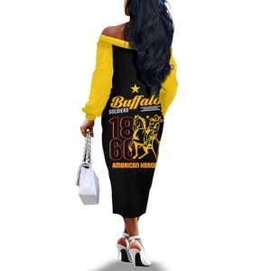 Afro-Americans Buffalo Soldiers Off The Shoulder Long Sleeve Dress 9th and 10th Cavalry Regiment