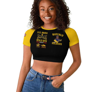 Afro-Americans Buffalo Soldiers Raglan Cropped T shirt 9th and 10th Cavalry Regiment