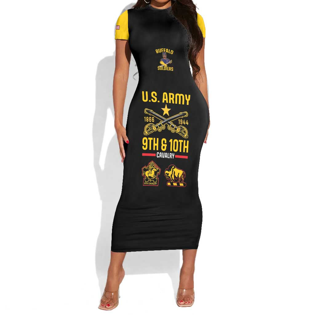 Afro-Americans Buffalo Soldiers Short Sleeve Bodycon Dress 9th and 10th Cavalry Regiment