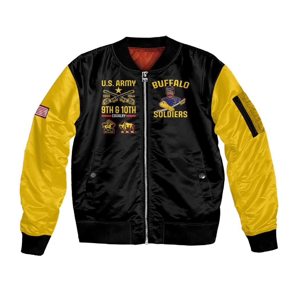 Afro-Americans Buffalo Soldiers Sleeve Zip Bomber Jacket 9th and 10th Cavalry Regiment