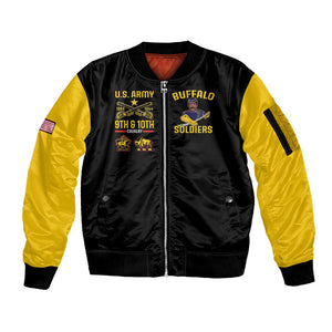 Afro-Americans Buffalo Soldiers Sleeve Zip Bomber Jacket 9th and 10th Cavalry Regiment