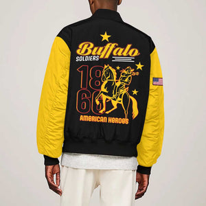 Afro-Americans Buffalo Soldiers Sleeve Zip Bomber Jacket 9th and 10th Cavalry Regiment