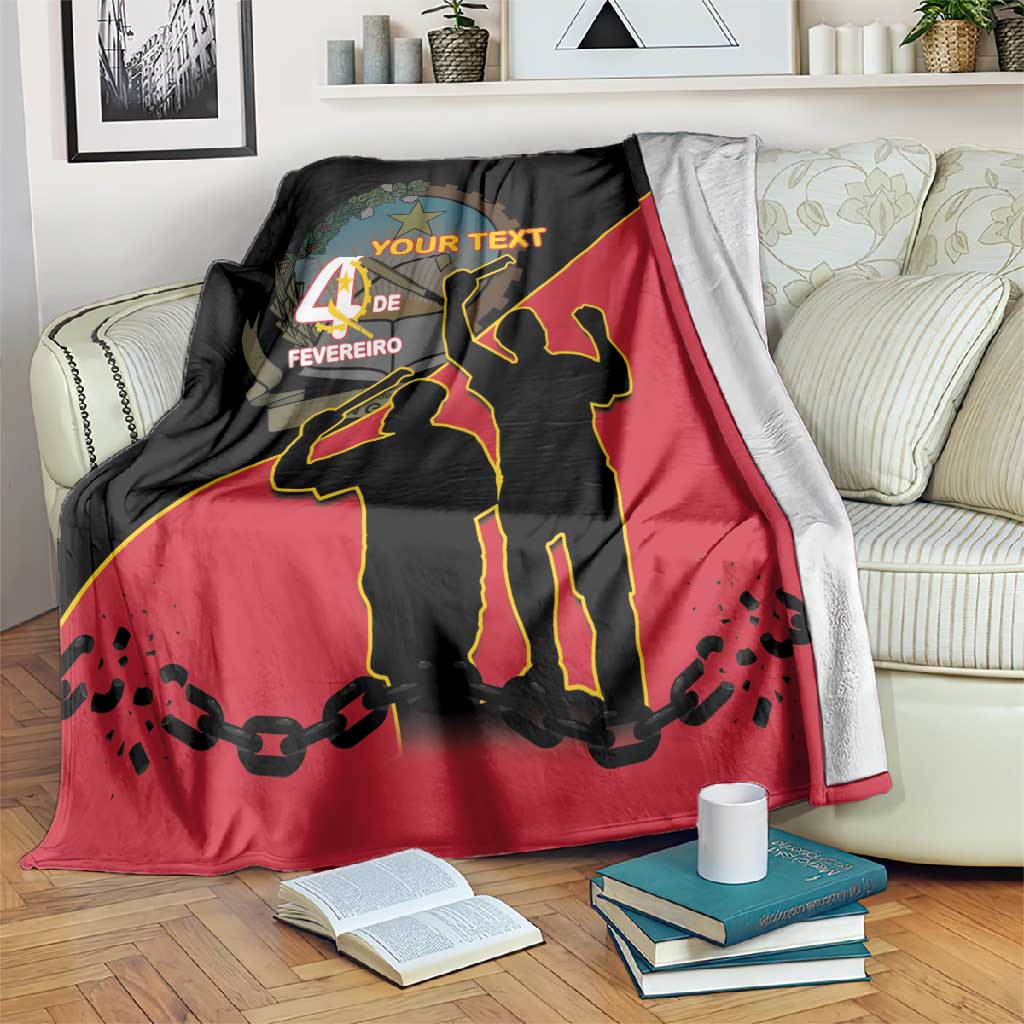 Personalized 4 De Fevereiro Angola Blanket Coat Of Arms Style