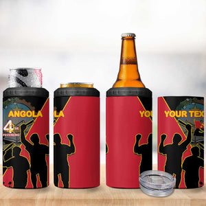 Personalized 4 De Fevereiro Angola 4 in 1 Can Cooler Tumbler Coat Of Arms Style