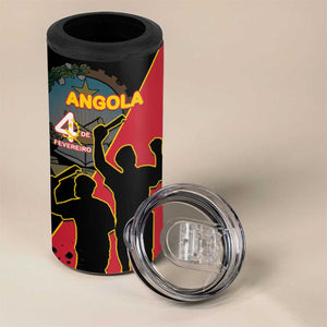 Personalized 4 De Fevereiro Angola 4 in 1 Can Cooler Tumbler Coat Of Arms Style