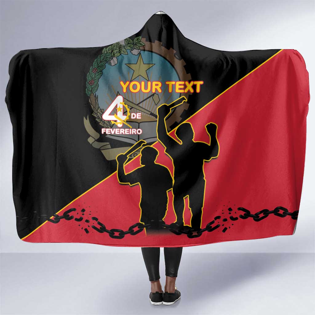 Personalized 4 De Fevereiro Angola Hooded Blanket Coat Of Arms Style