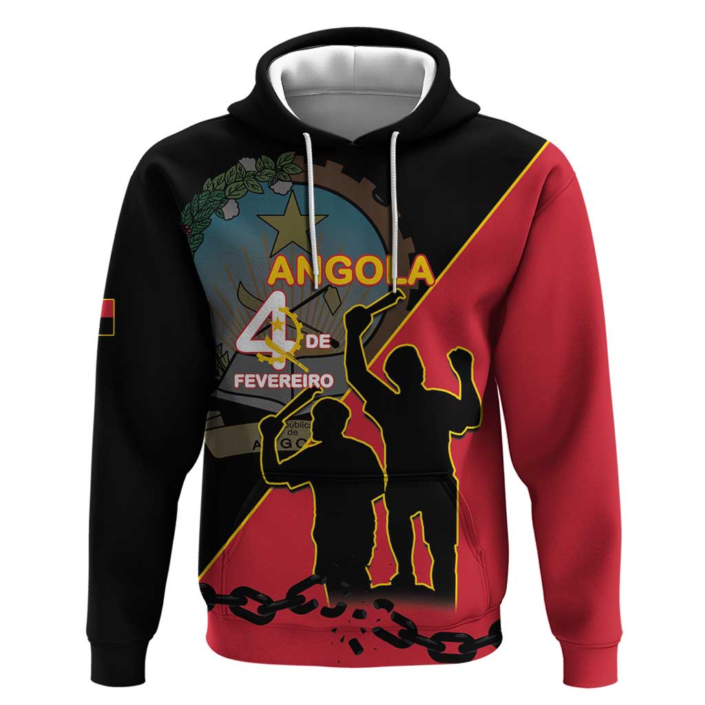 Personalized 4 De Fevereiro Angola Hoodie Coat Of Arms Style