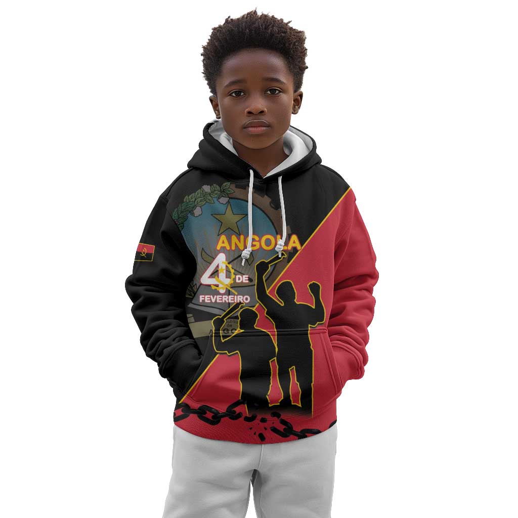 Personalized 4 De Fevereiro Angola Kid Hoodie Coat Of Arms Style