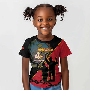 Personalized 4 De Fevereiro Angola Kid T shirt Coat Of Arms Style