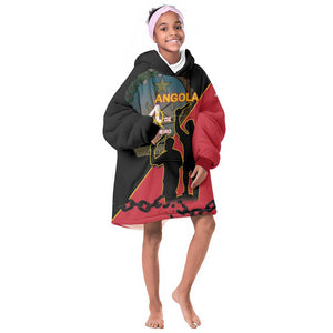 Personalized 4 De Fevereiro Angola Kid Wearable Blanket Hoodie Coat Of Arms Style