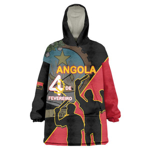 Personalized 4 De Fevereiro Angola Kid Wearable Blanket Hoodie Coat Of Arms Style