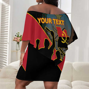 Personalized 4 De Fevereiro Angola Off Shoulder Short Dress Coat Of Arms Style