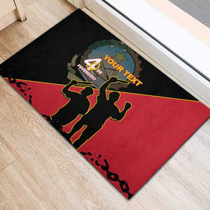 Personalized 4 De Fevereiro Angola Rubber Doormat Coat Of Arms Style