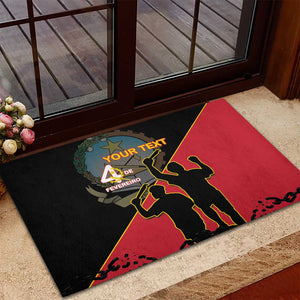 Personalized 4 De Fevereiro Angola Rubber Doormat Coat Of Arms Style