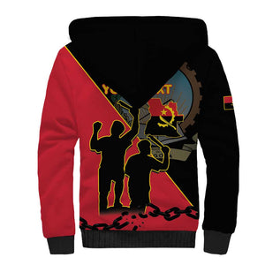 Personalized 4 De Fevereiro Angola Sherpa Hoodie Coat Of Arms Style