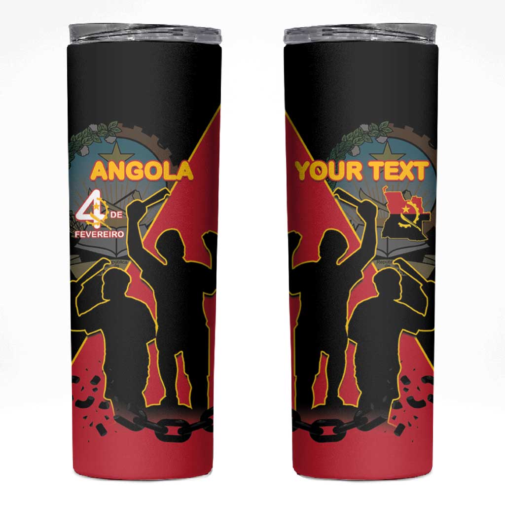 Personalized 4 De Fevereiro Angola Skinny Tumbler Coat Of Arms Style