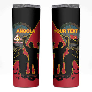 Personalized 4 De Fevereiro Angola Skinny Tumbler Coat Of Arms Style